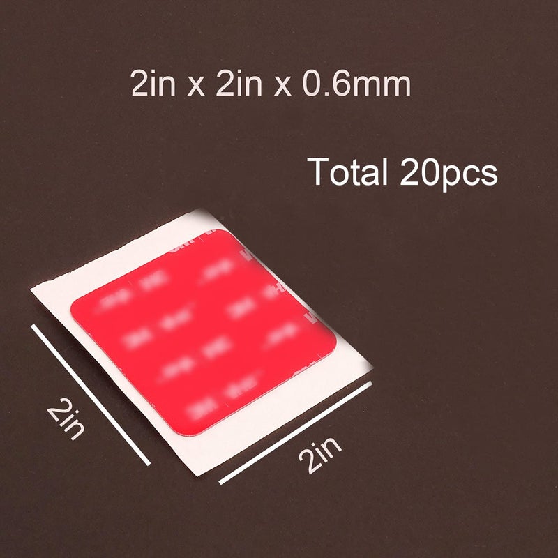 Hasaky Double Sided Tape Heavy Duty 20pcs 2in x 2in Mounting Tape Pad Sticker Strong Adhesive Tape Waterproof Foam Tape for Indoor and Outdoor - Image 2